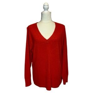 Croft & Barrow Vibrant Red V-Neck Sweater Size XXLarge